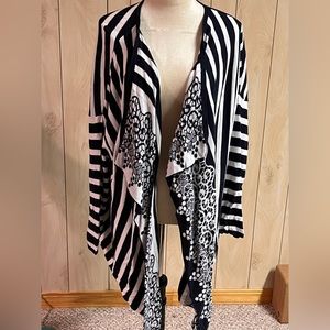 Christopher and Banks Size 2X layering Navy blue and white soft sweater jacket